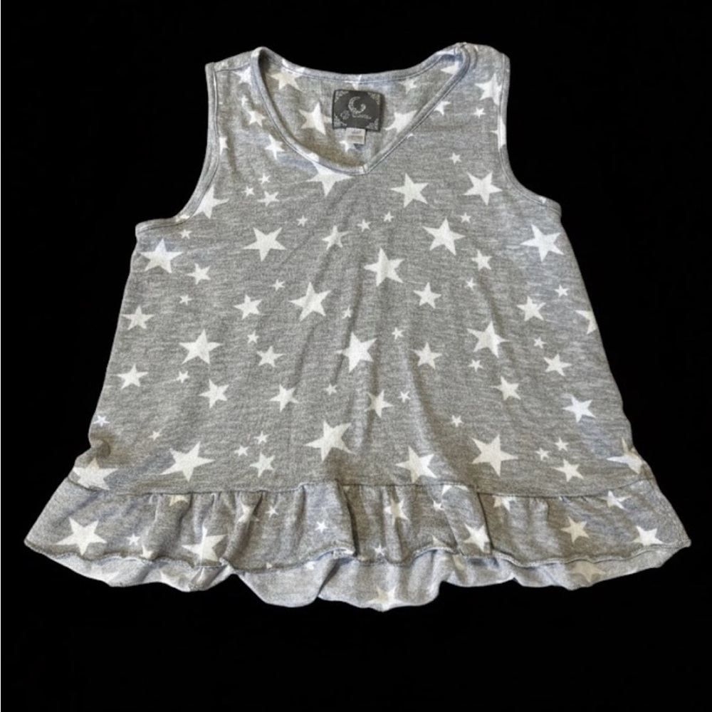 PJ Couture Star Print Pajama Set – Women’s Size Large – Ruffle Hem Top & Pants - Picture 2 of 5